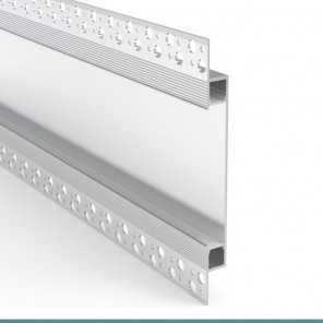 EKPF98 - Perfil de Alumínio para Fita LED com Difusor Leitoso Para Embutir No frame/ Rodapé